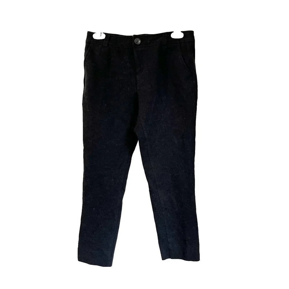 J Crew Womens Black Pants Size 2 Trouser Slit Hem Casual Straight Leg Pockets